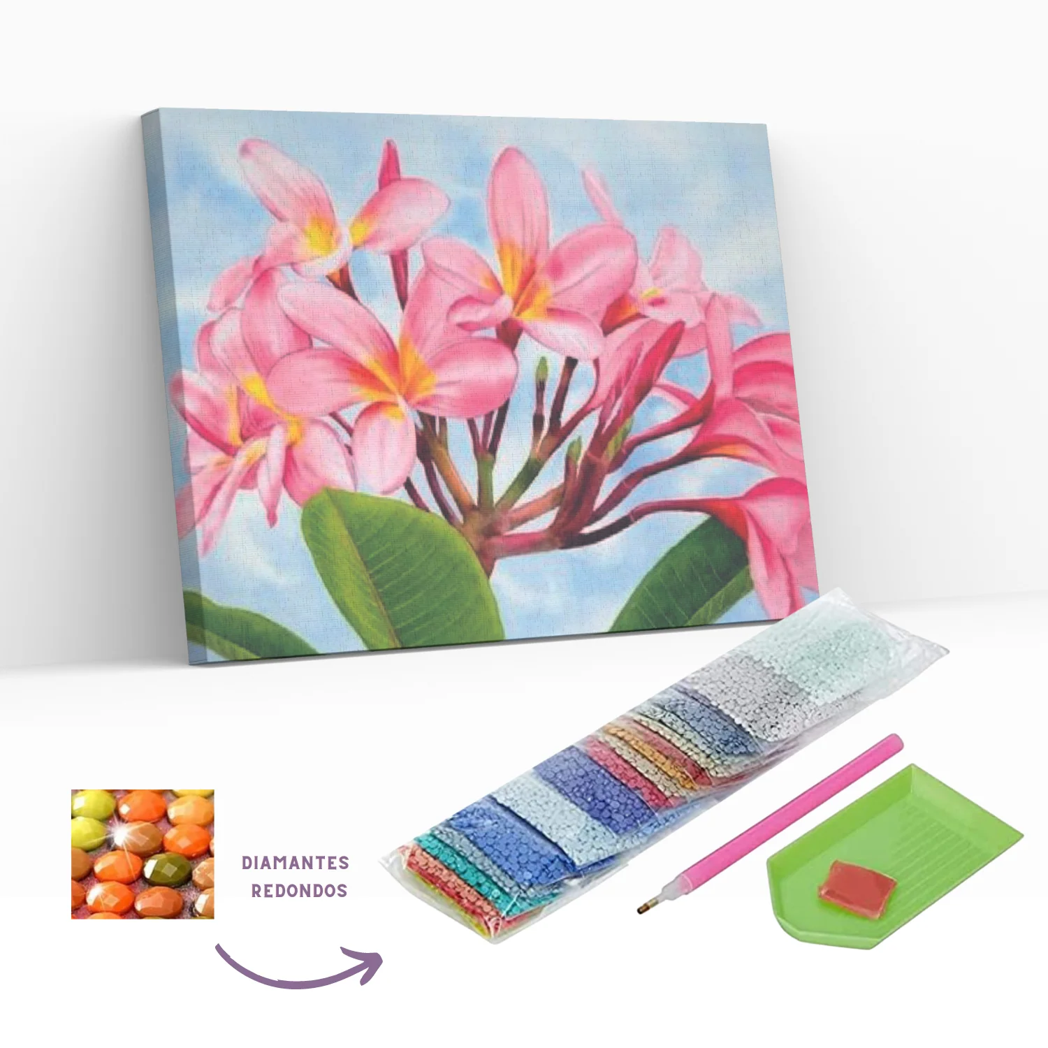 Diamond Painting Flor de Plumeria - Pintura Con Diamantes 40X50 Cm - Image 3