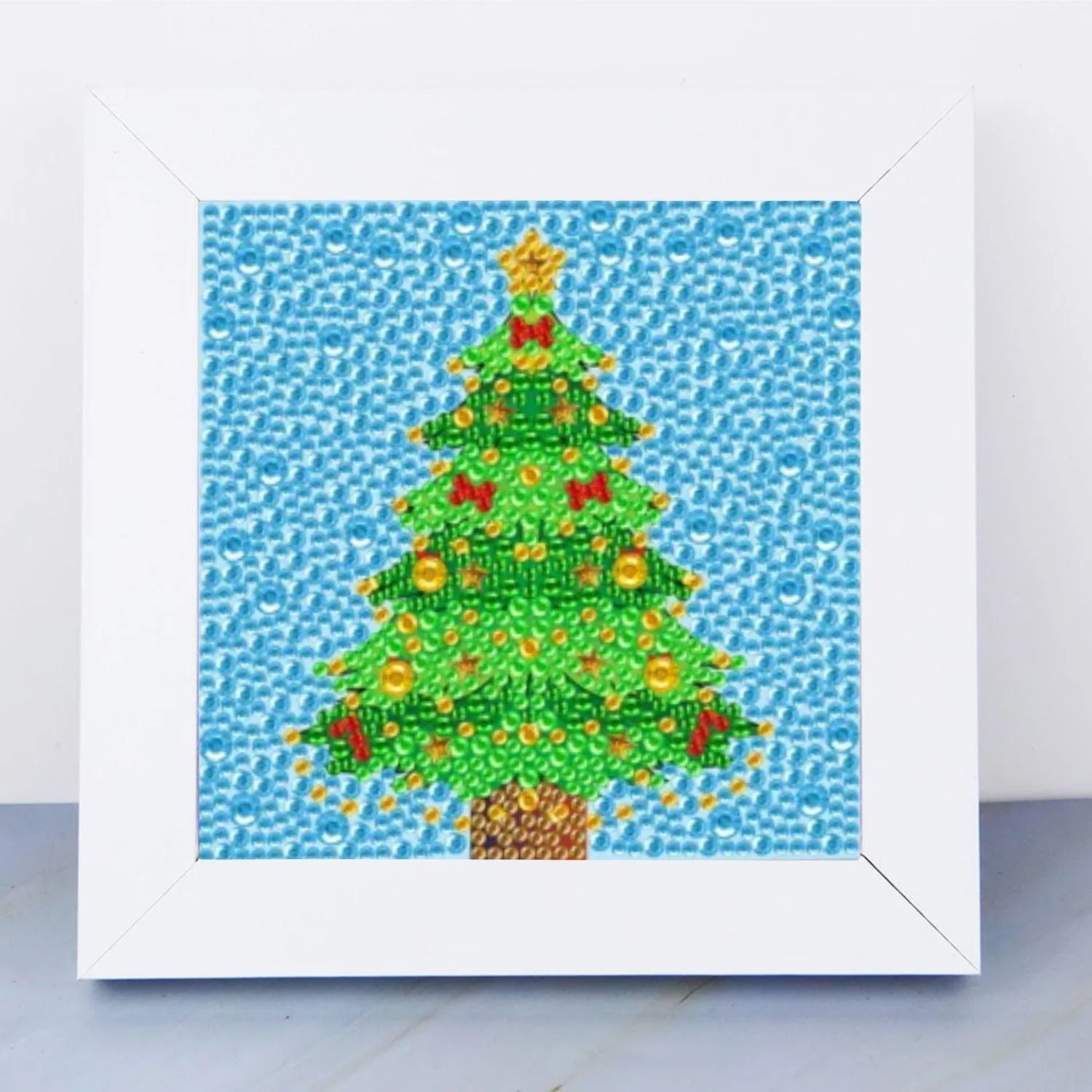 Diamond painting niños 5d Árbol de Navidad - con marco - 15x15 cm