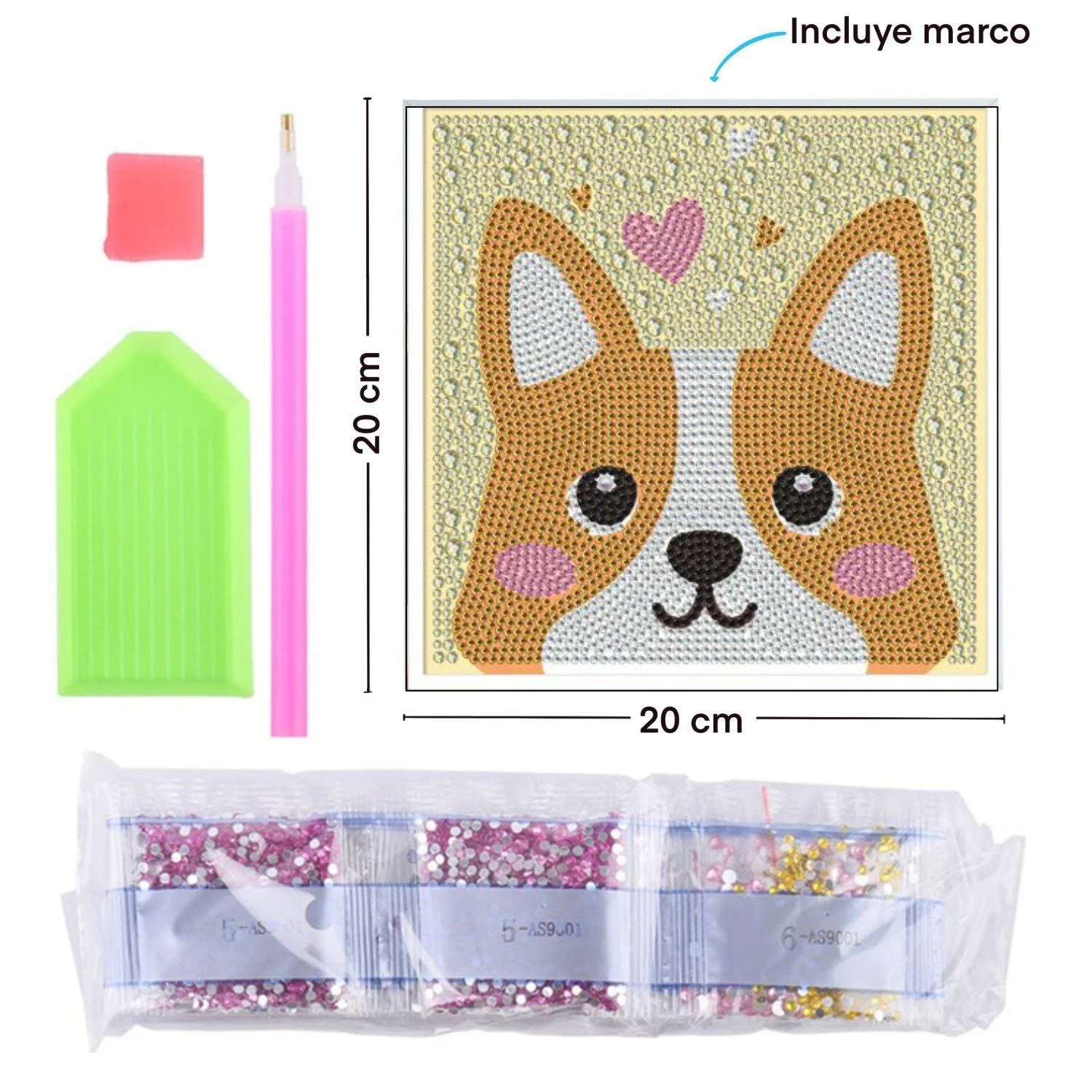 Diamond painting niños 5d Perrito - con marco - 20x20 cm - Image 2