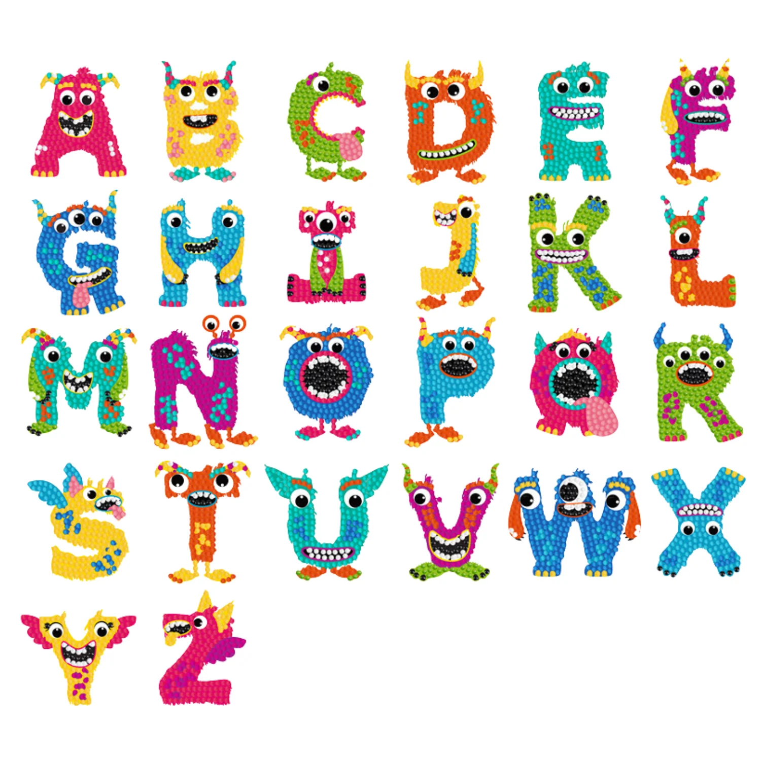 Kit Stickers pintura con diamantes - Abecedario