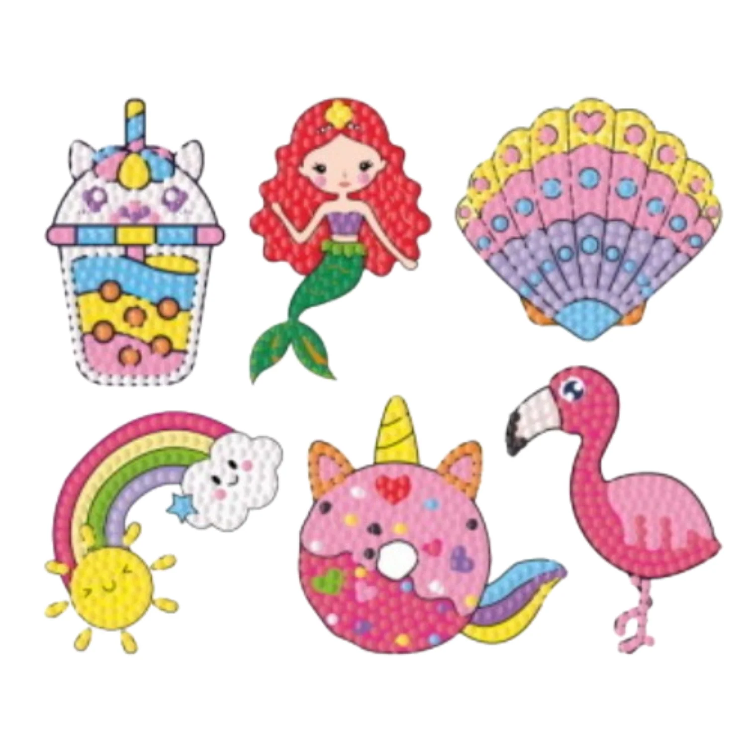 Kit Stickers pintura con diamantes - Arcoiris y Sirena