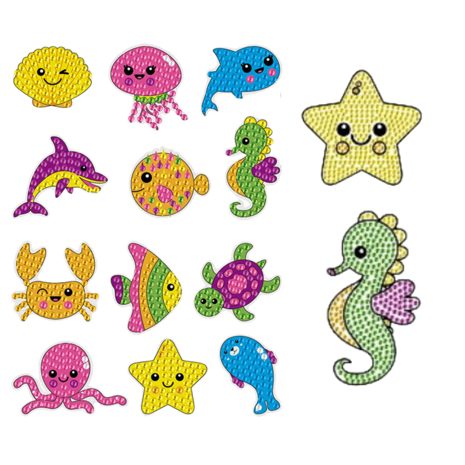 Kit Stickers pintura con diamantes - Mundo marino II
