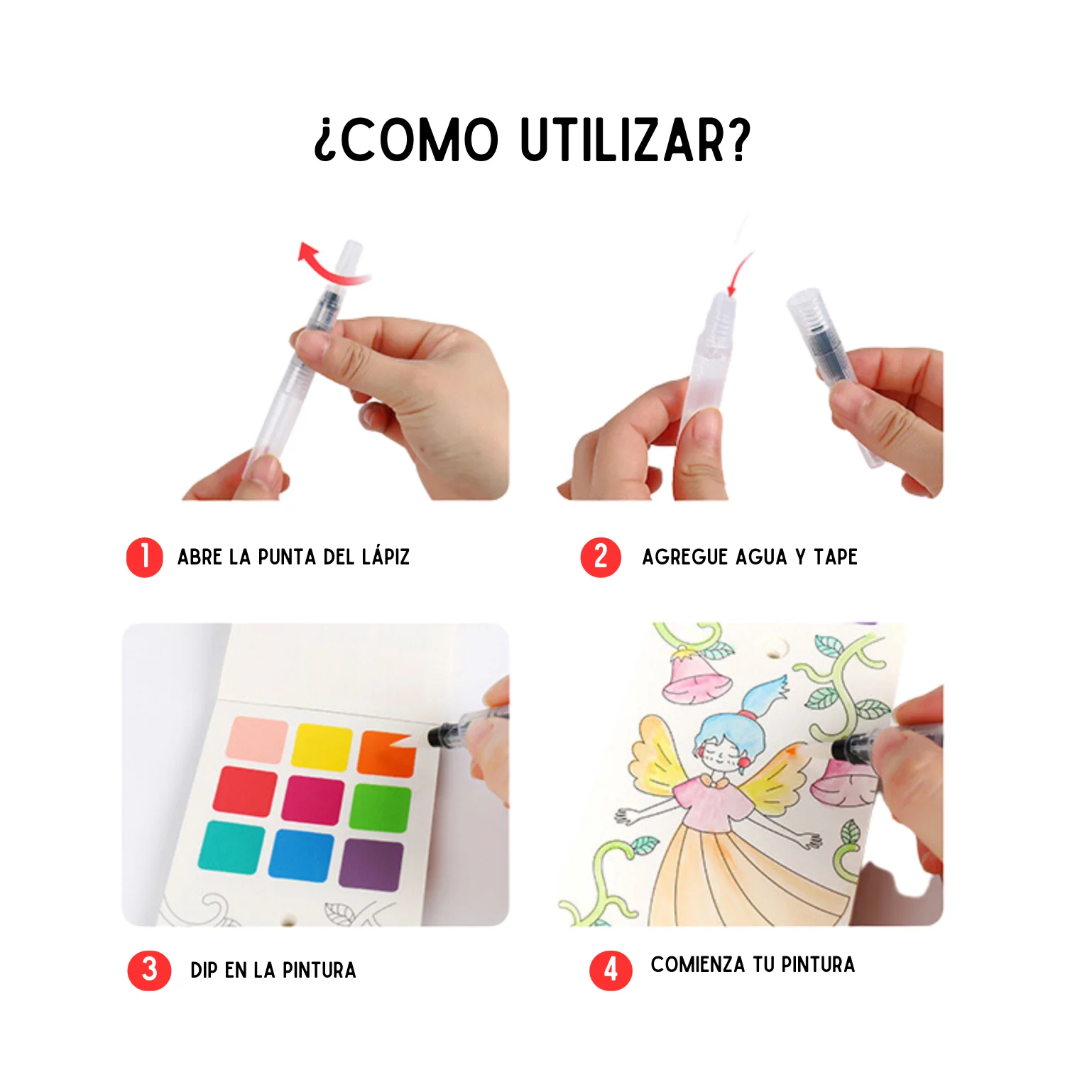 Libro de acuarela para colorear de bolsillo - Princesas - Image 4