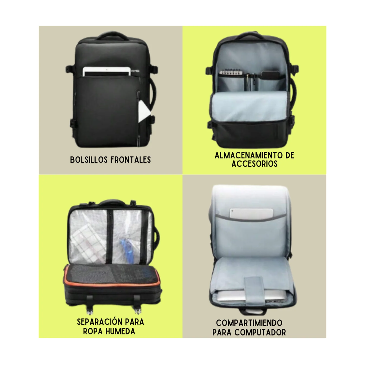 Mochila Back Pack Expandible Para Viaje En Avión - Image 3