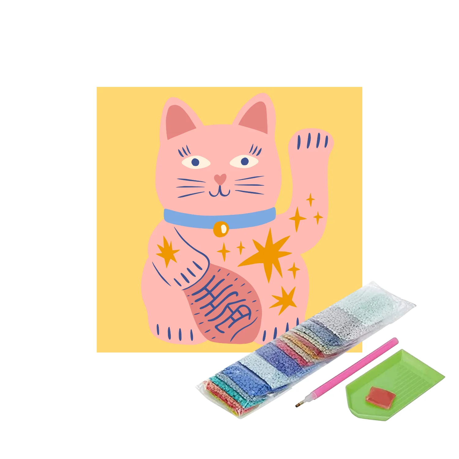 Pintura con Diamantes Gatito de la Suerte - Diamond Painting 20x20 CM - Image 2