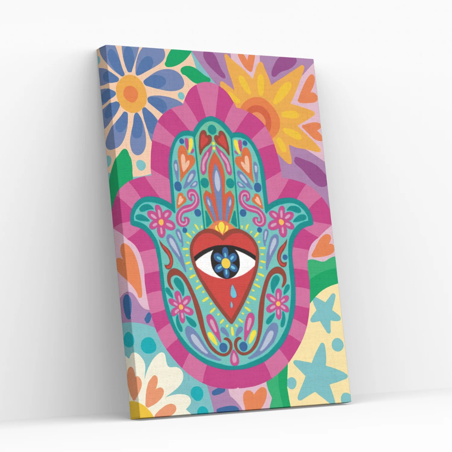 Pintura con diamantes Mano de Fatima - Diamond painting en bastidor 25x35 Cm