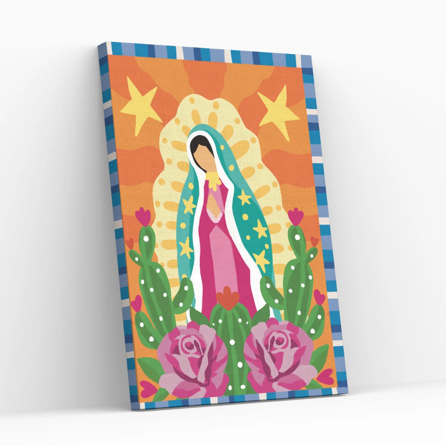 Pintura con diamantes Virgen Guadalupana - Diamond painting en bastidor 25x35 Cm