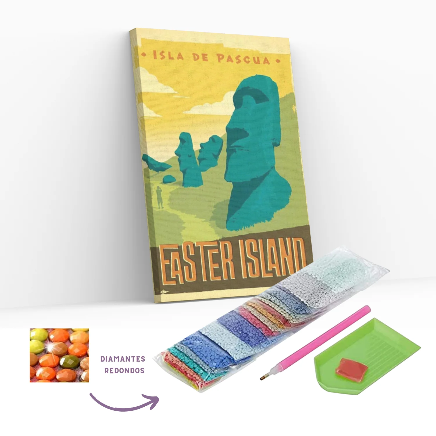 Pintura diamante en bastidor Easter Island - En bastidor - 40x50 Diamond painting - Image 3