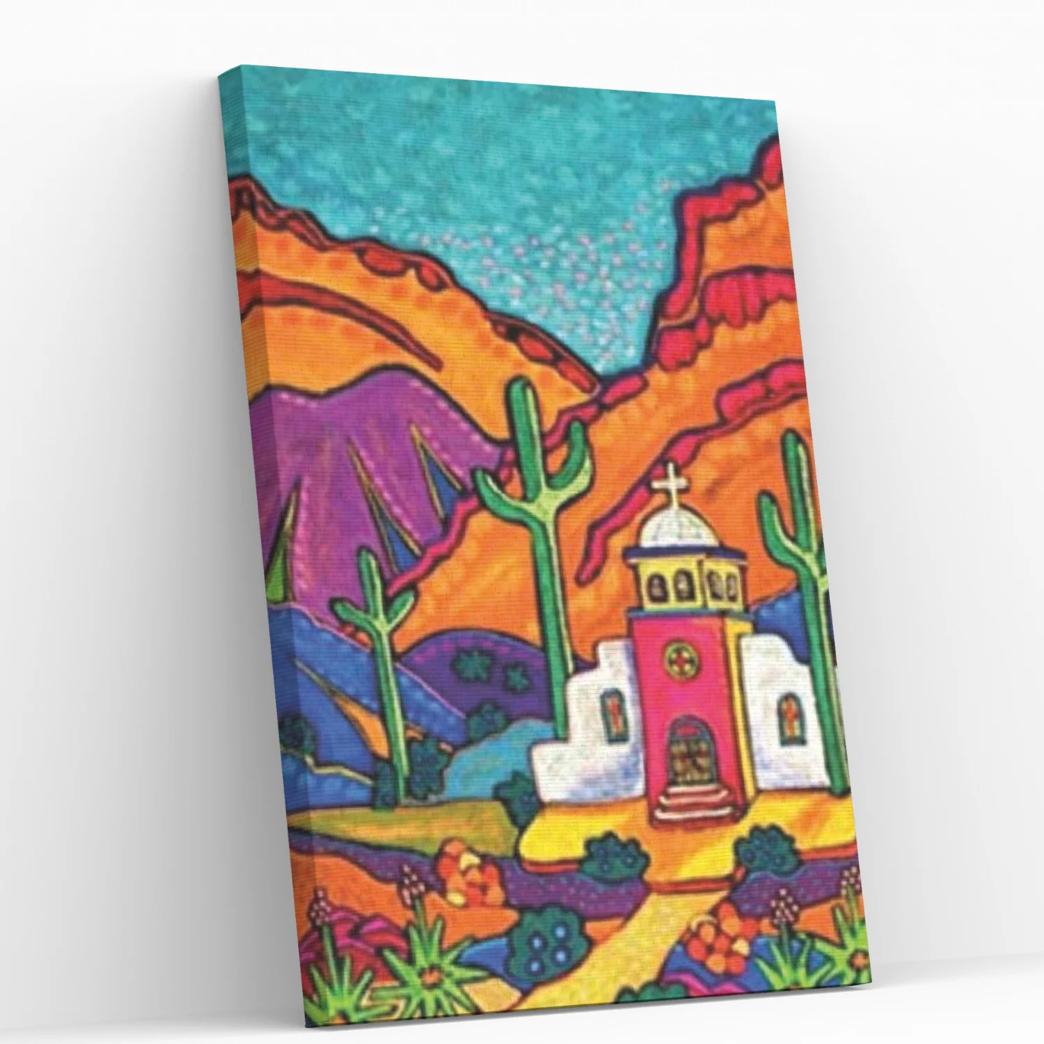 Pintura diamante en bastidor Iglesia en el desierto - En bastidor - 40x50 Diamond painting