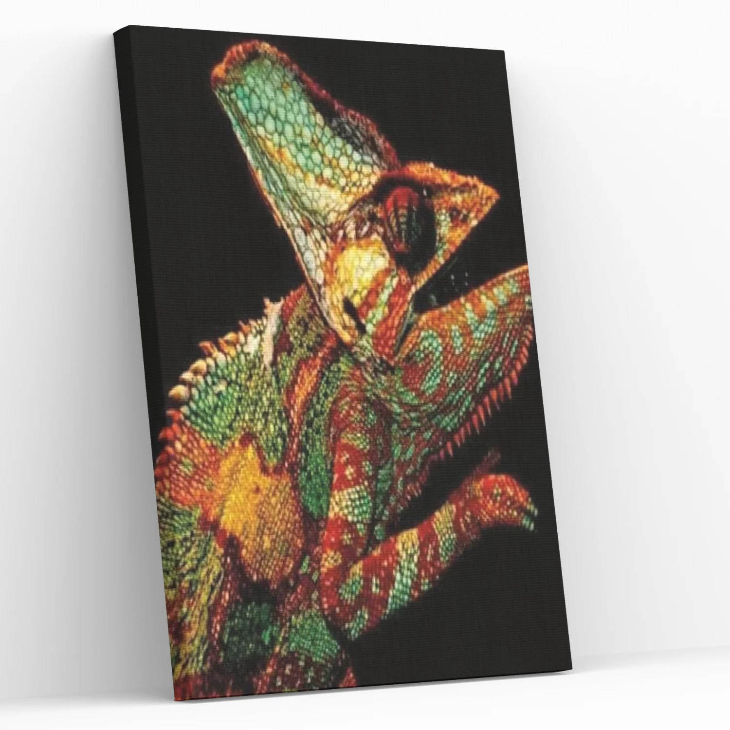 Pintura diamante en bastidor iguana colorida - En bastidor - 40x50 Diamond painting