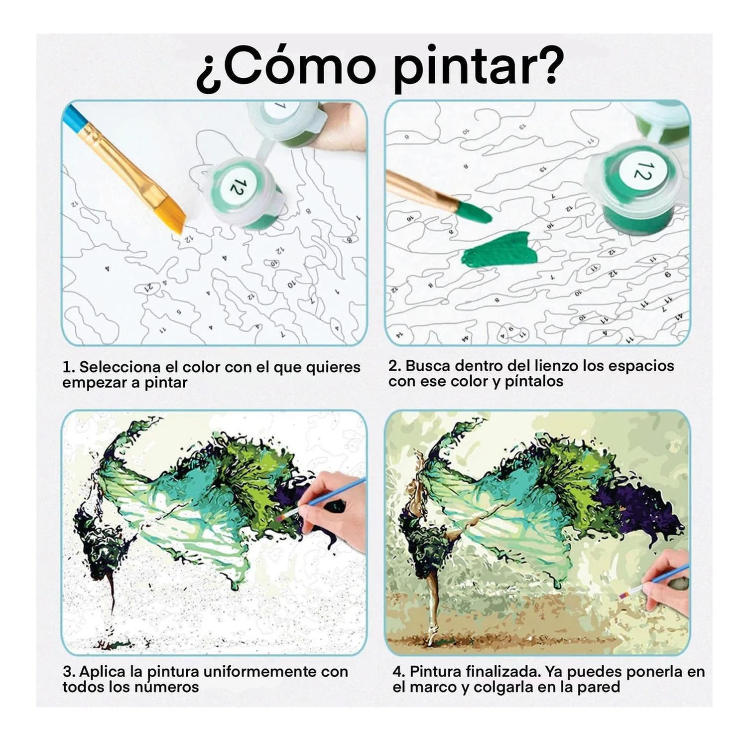 Pintura por números 25x35cm en bastidor Colibri - Painting by number - Image 3