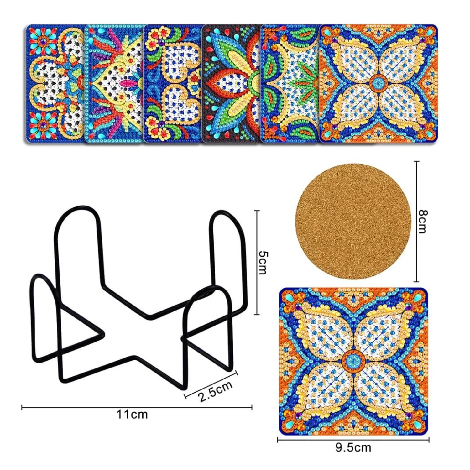 Posavasos Pintura con Diamantes - Cuadrados Mandalas - Image 3