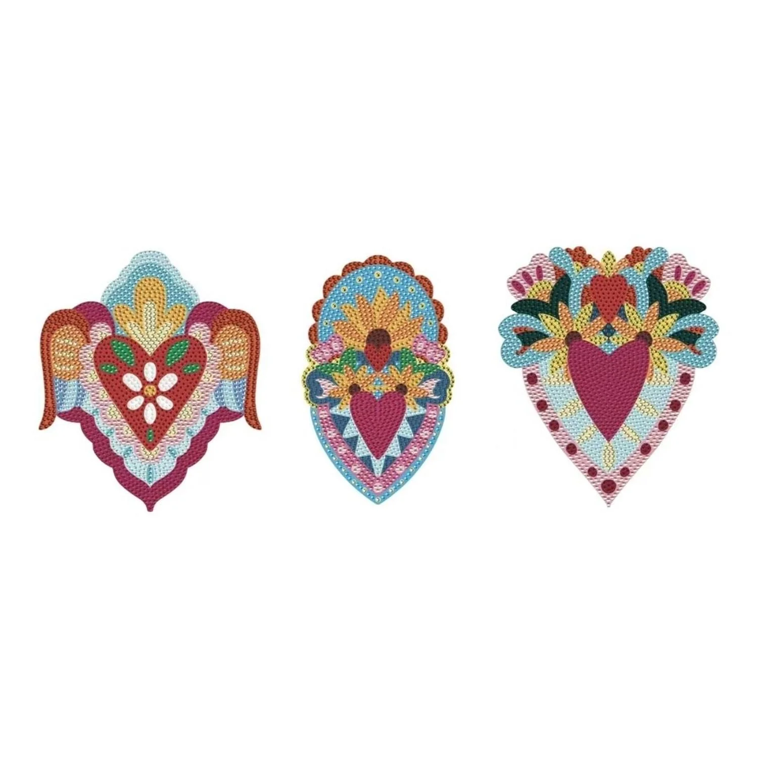 Set Corazones Diamond Painting x3 - Diamantes Mate