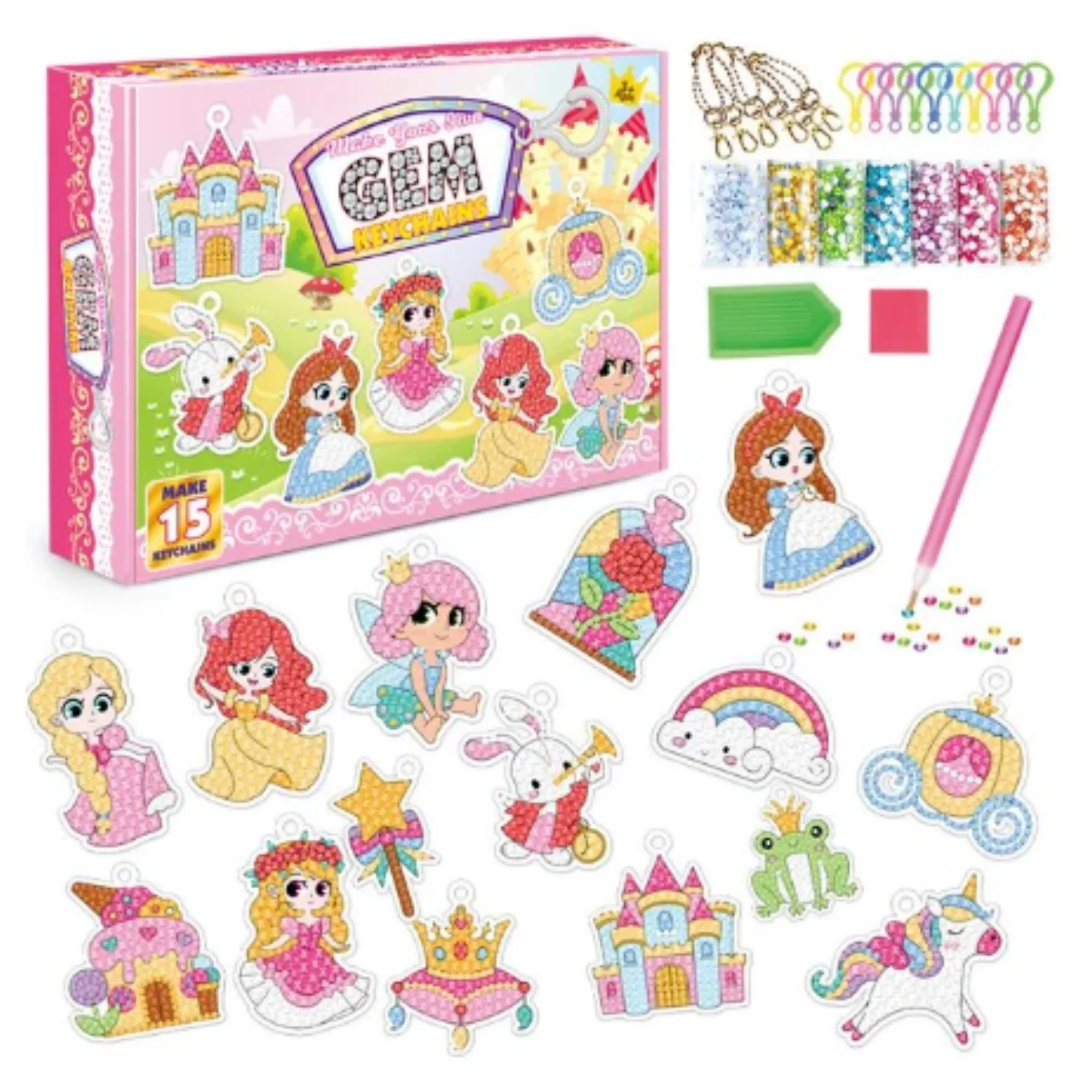 Set de llaveros pintura diamante - Princesas