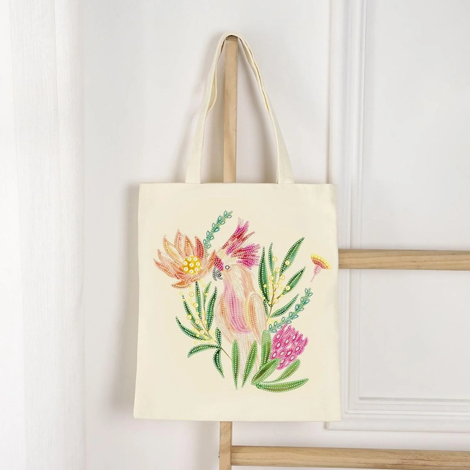 Tote Bag Pintura con Diamantes - Flores - Image 3