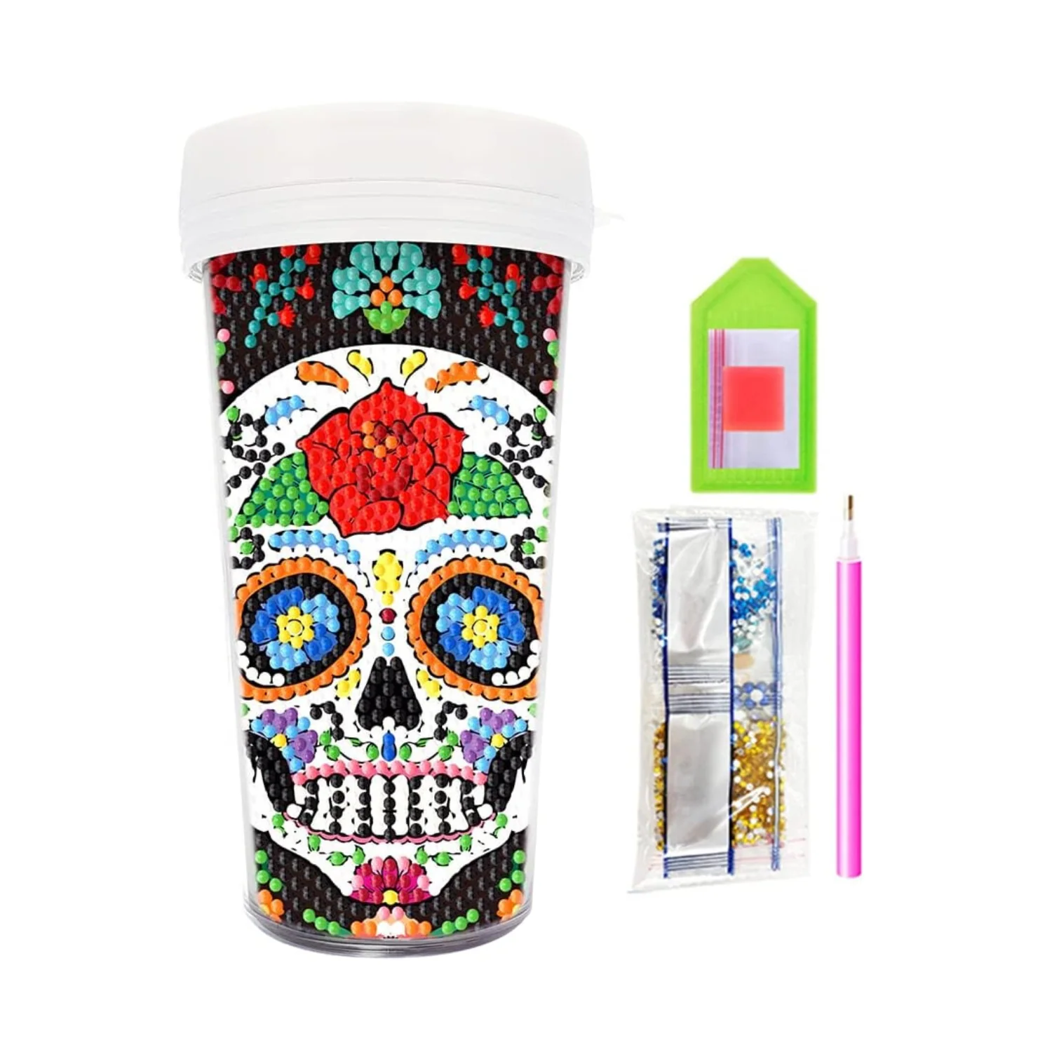 Vaso Pintura con Diamantes - Calavera - Image 2