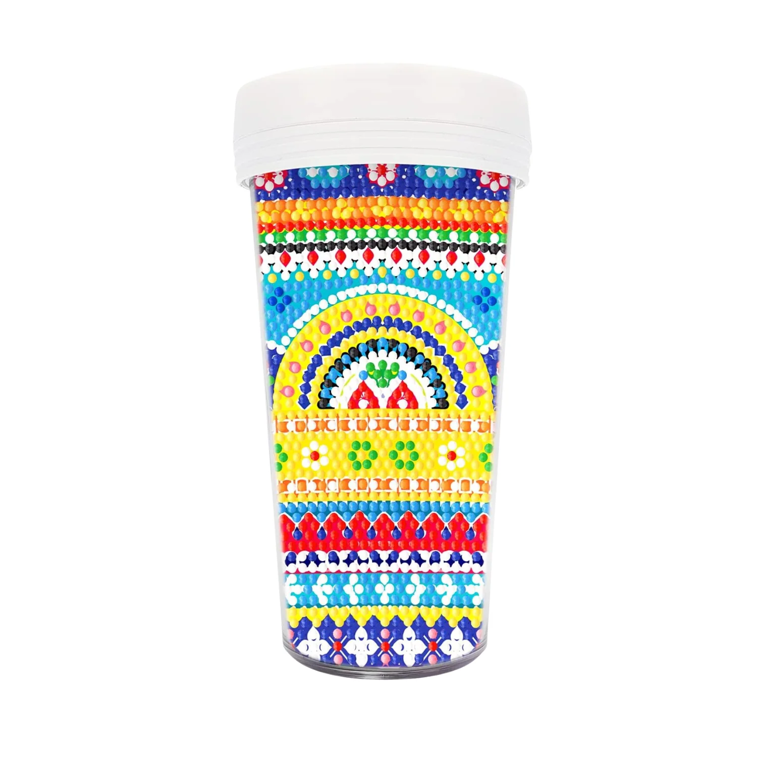 Vaso Pintura con Diamantes - Mandala amarilla