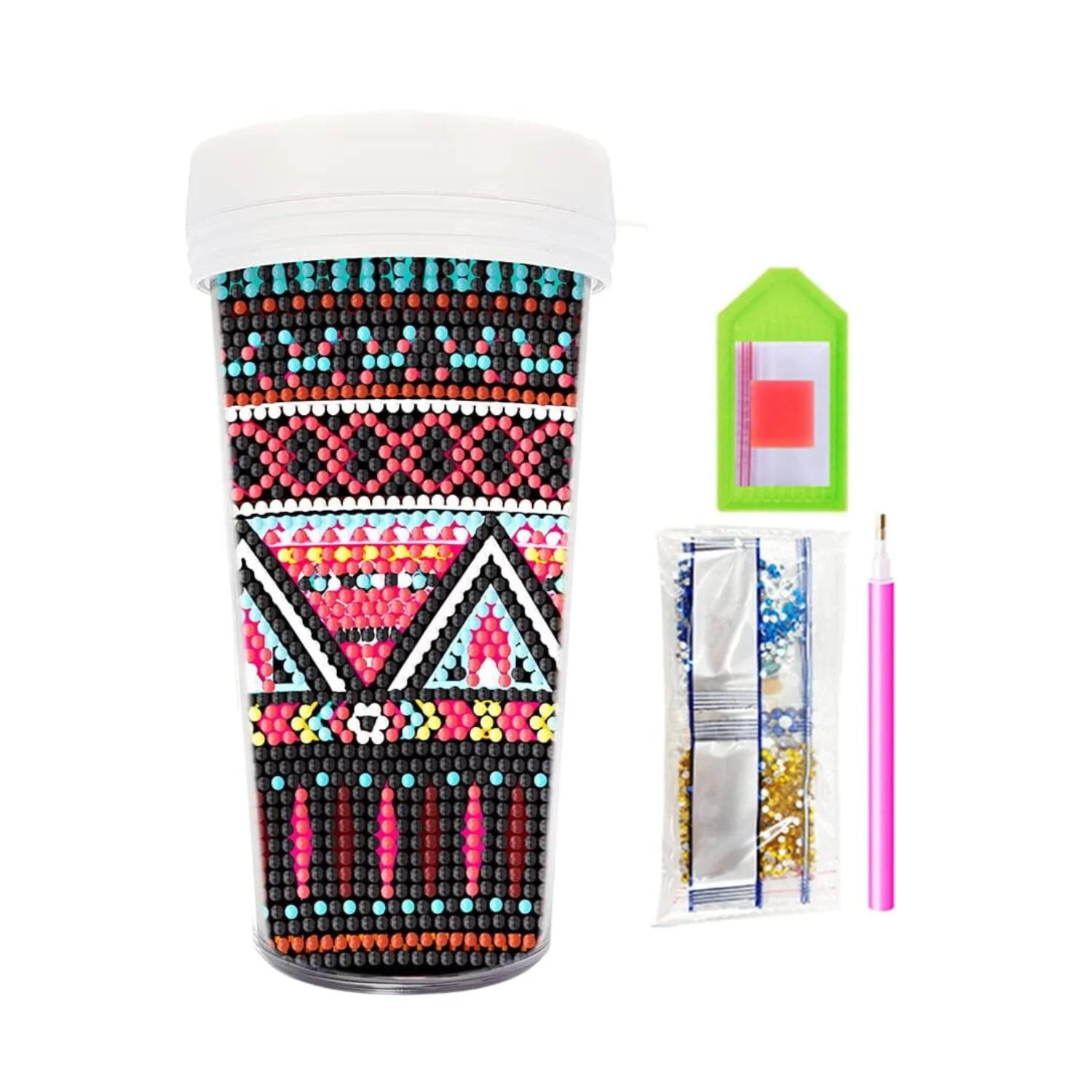 Vaso Pintura con Diamantes - Mandala negro - Image 2