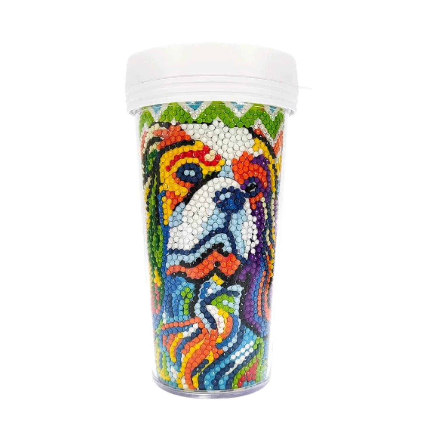 Vaso Pintura con Diamantes - Perro colorido