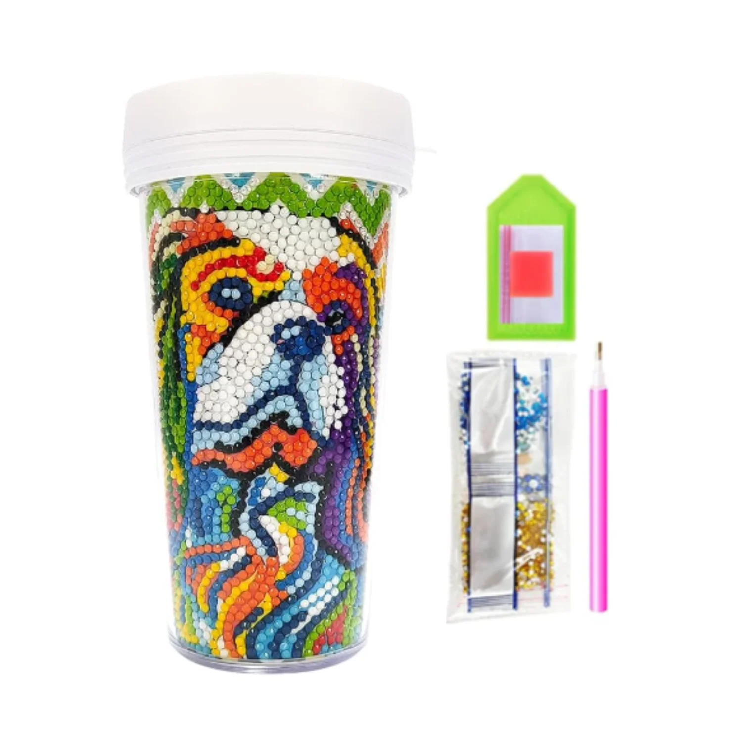 Vaso Pintura con Diamantes - Perro colorido - Image 2