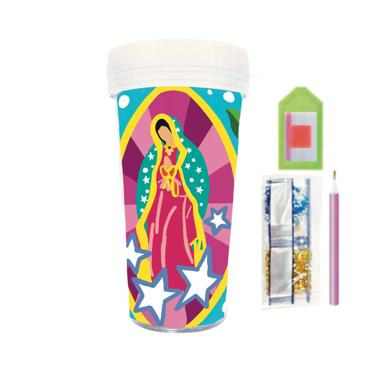 Vaso Pintura con Diamantes - Virgen - Image 2